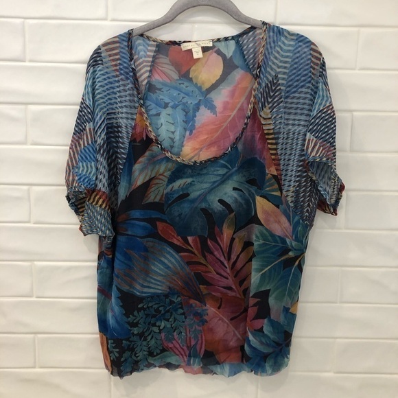 ANTHROPOLOGIE "spirited peasant top" tropical top - Picture 5 of 7